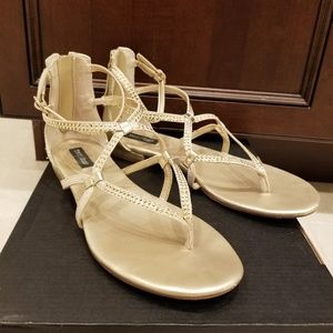White House Black Market Gold Sandals 7.5